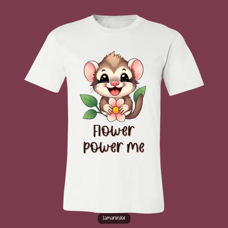 Funny Tamarin Flower Peek T-Shirt - Joyful Primate Hiding Tee Funny Gift