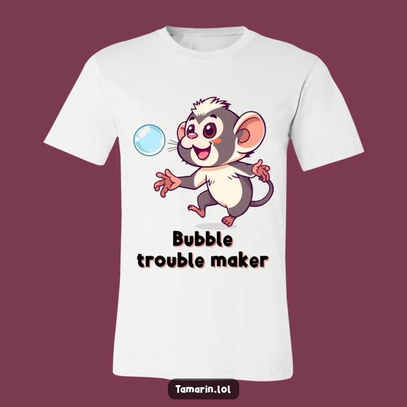 Funny Tamarin Bubble T-Shirt - Playful Monkey Chasing Tee Gift