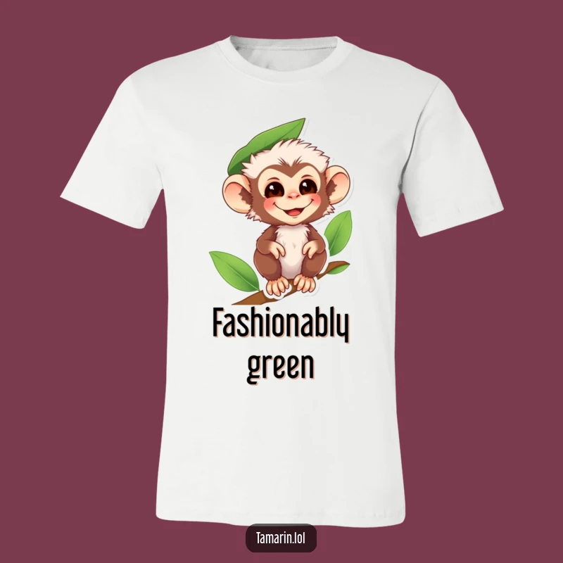Funny Tamarin Monkey Leaf Hat T-Shirt - Comical Primate Woodland Tee