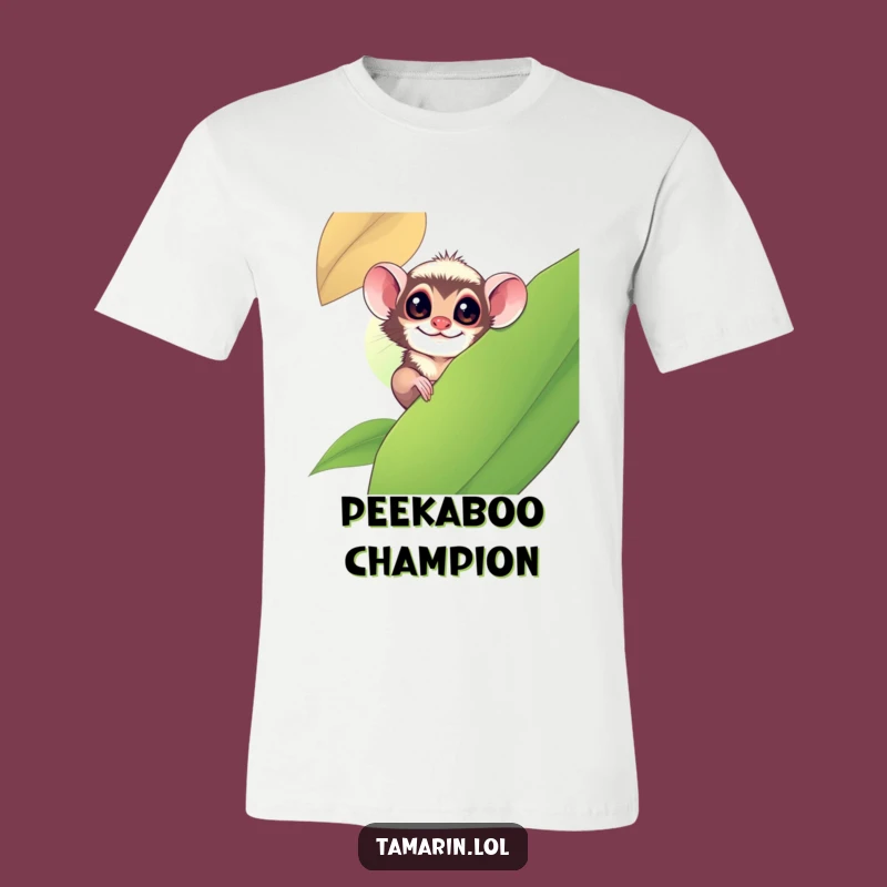 Funny Tamarin Peeking T-Shirt: Playful Monkey Hide-and-Seek Tee, Gift