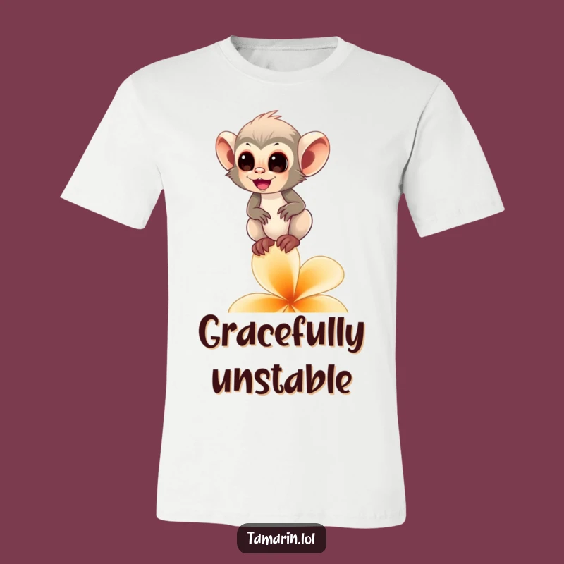 Funny Tamarin Monkey Flower Tee - Comical Primate Balance Shirt for Fun