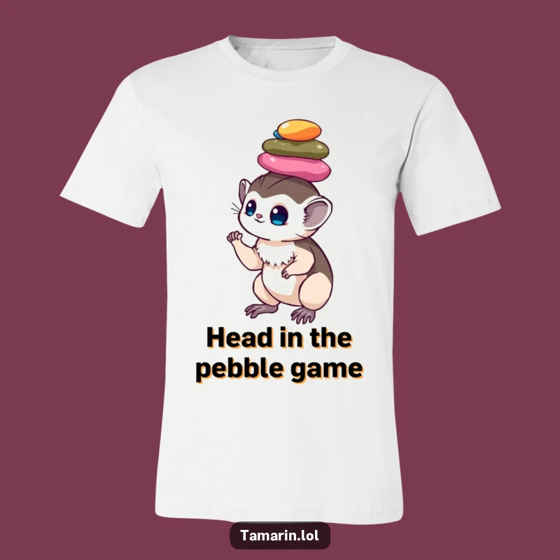 Funny Tamarin Pebble Balance T-Shirt: Talented Monkey Tee, Ideal Funny Gift