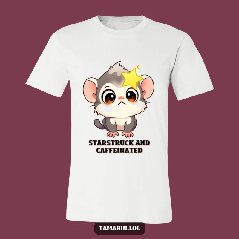 Funny Tamarin Star Gazer T-Shirt: Curious Monkey Character Tee, Great Whimsical Gift