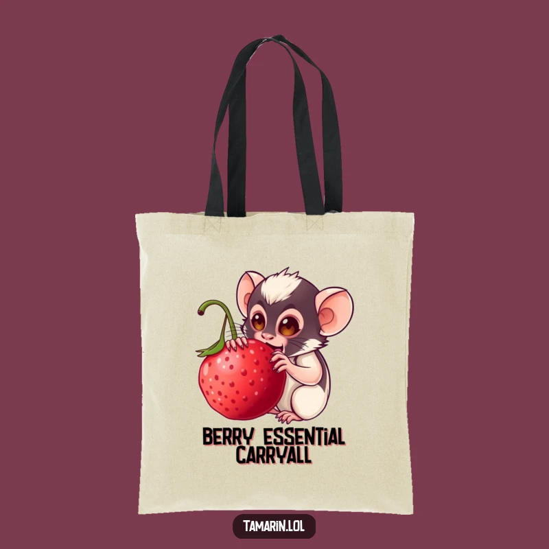 Funny Tamarin Berry Munch Tote Bag: Charming Monkey Carryall, Perfect Funny Gift