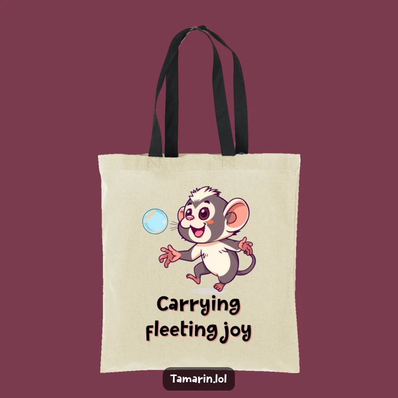 Funny Tamarin Bubble Tote Bag - Stylish Playful Monkey Carryall Gift