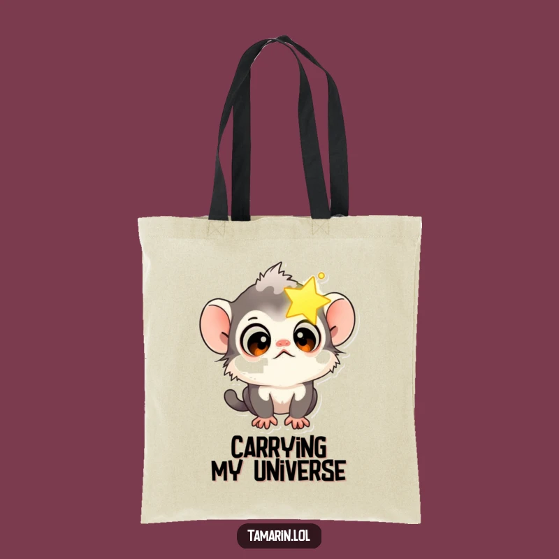 Funny Tamarin Star Gazer Tote Bag: Curious Monkey Accessory, Stylish Whimsical Gift