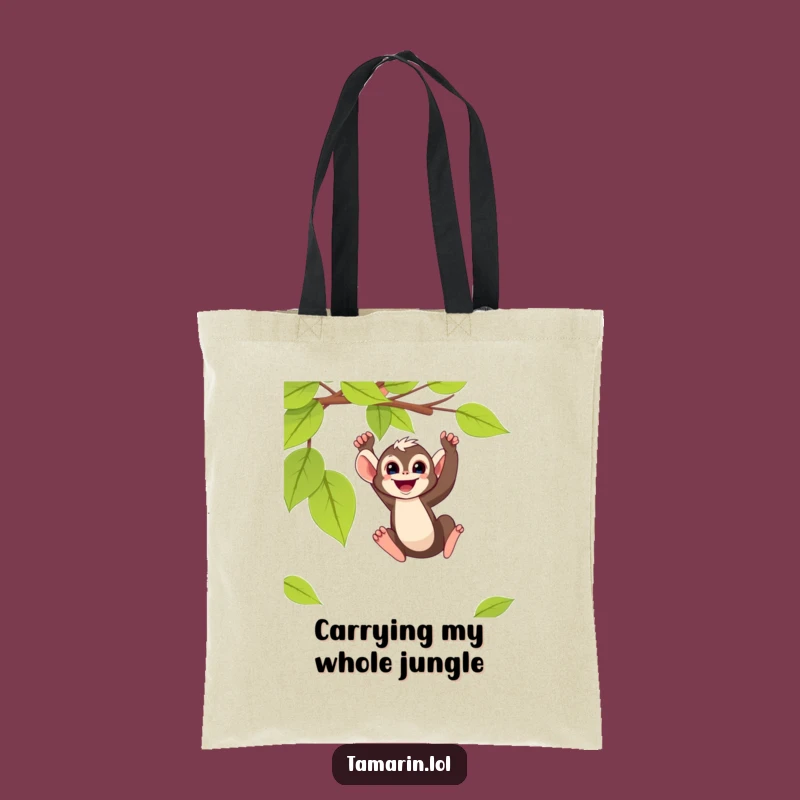 Funny Tamarin Monkey Vine Tote Bag - Stylish & Comical Primate Shopping Bag