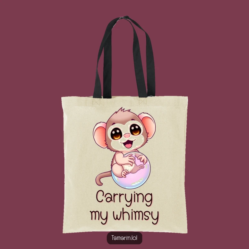 Funny Tamarin Bubble Ride Tote Bag: Carry Whimsy & Delight!