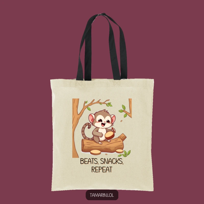 Funny Tamarin Drummer Tote Bag - Carry Your Beat in Style Gift