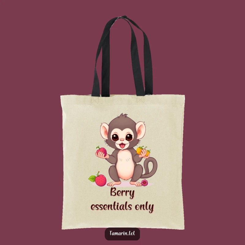 Funny Tamarin Monkey Juggling Tote Bag - Stylish & Comical Berry Carrier