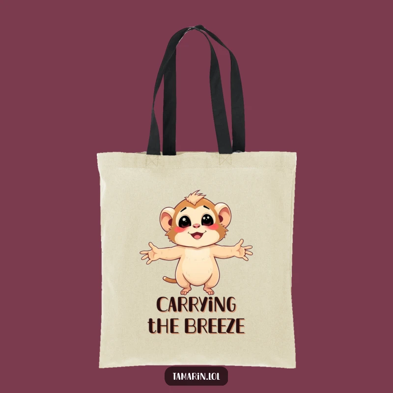 Funny Tamarin Nature Tote Bag - Embracing Breeze Character, Ideal Gift