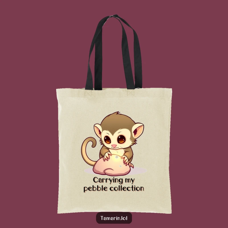Funny Tamarin Pebble Collector Tote Bag - Stylish & Humorous Gift Eco-Bag