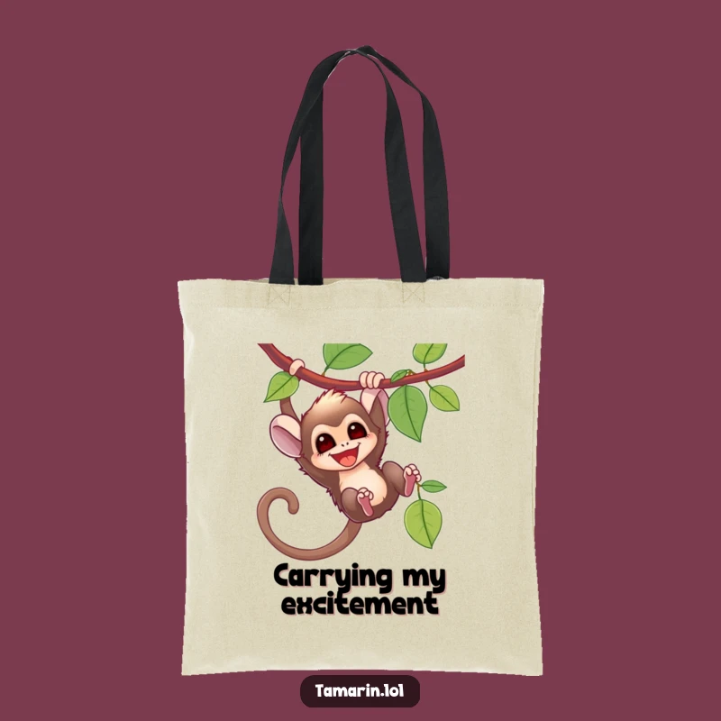 Funny Tamarin Swinging Tote Bag: Jungle Fun Accessory, Great Gift