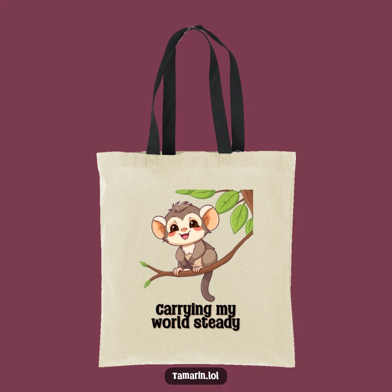 Funny Tamarin Tote Bag: Balanced Monkey Design, Tree Branch Style, Practical Funny Gift.