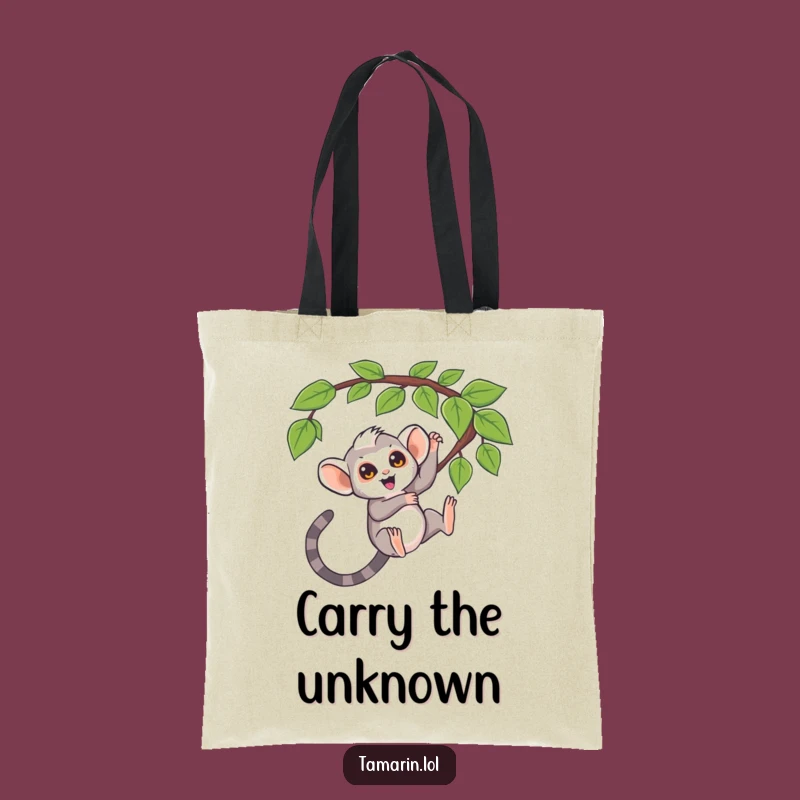 Funny Tamarin Tote Bag: Question Mark Monkey Carryall, Fun Gift