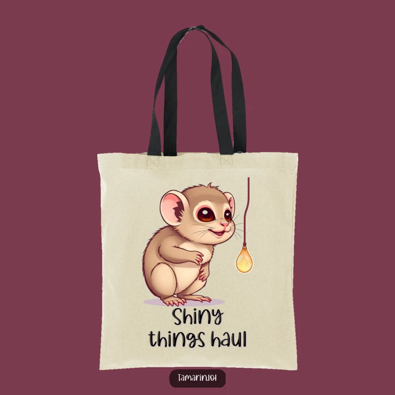 Funny Tamarin Tote Bag: Sparkle Batting Design, Hilarious Style for Shoppers