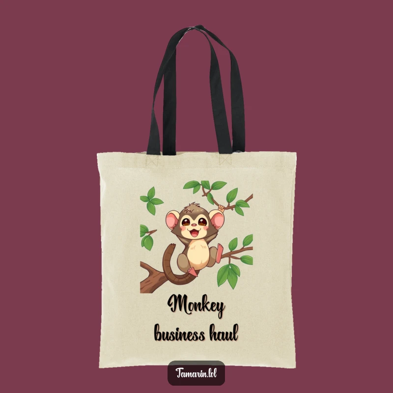 Funny Tamarin Tote Bag: Durable Primate Swinging Bag, Chic and Funny Gift Accessory