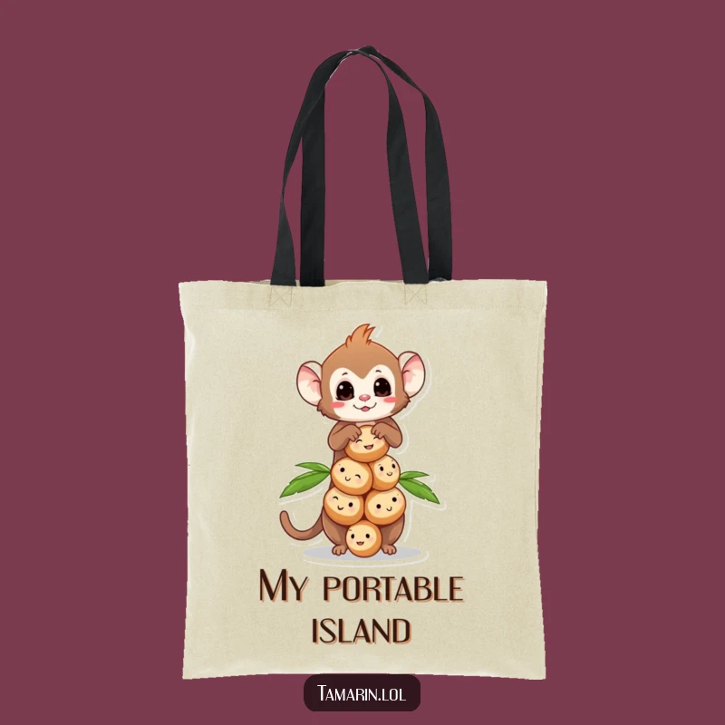 Funny Tamarin Coconut Balance Tote Bag: Monkey Accessory, Stylish Tropical Gift