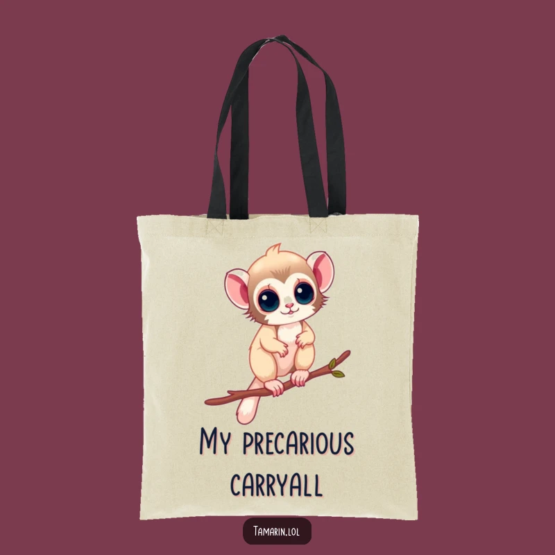 Funny Tamarin Tote Bag: Balancing Monkey Design, Perfect Funny Gift for Outdoorsy Types!