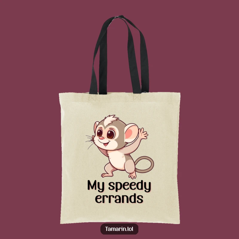 Funny Waving Tamarin Tote Bag: Cheerful Monkey Carry-all, Friendly Companion, Funny Gift