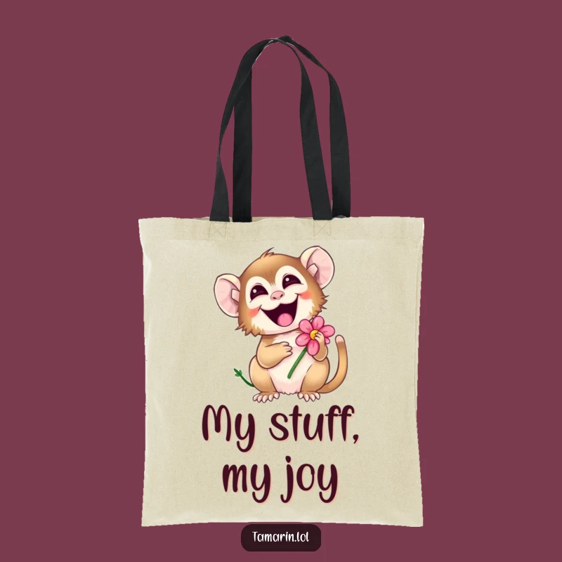 Funny Giggling Tamarin Tote Bag: Flower Monkey Carry-all Gift