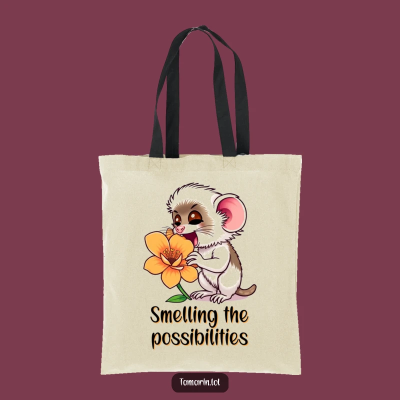 Funny Tamarin Flower Sniffing Tote Bag: Nature's Delight Accessory, Gift